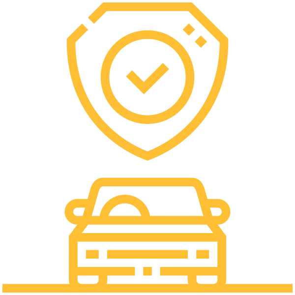 Shield with checkmark above secure laptop icon