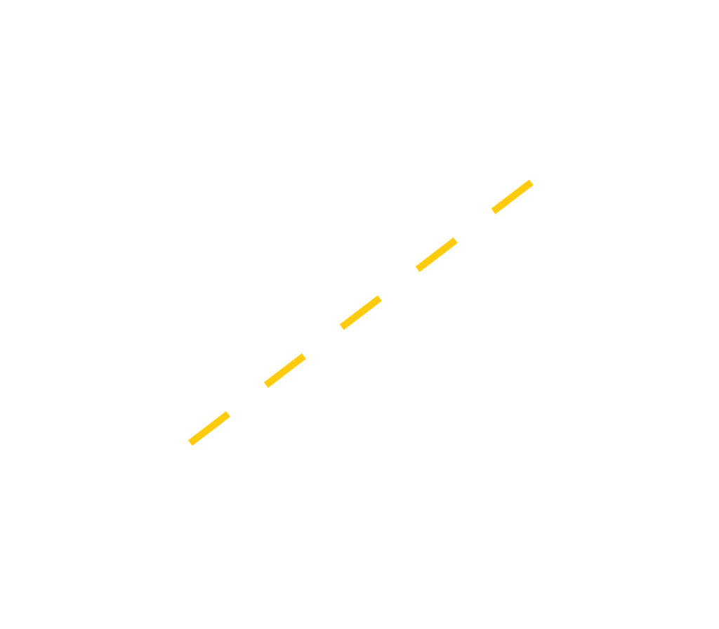 Diagonal yellow dashed line on white background